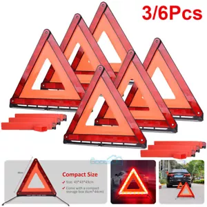 3/6X Car Emergency Warning Triangle DOT Approved Reflective Safety Roadside Kit - Picture 1 of 31