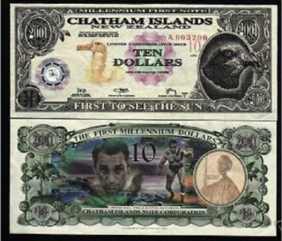 Chatham Islands 10 DOLLARS 2001 Commemorative Millennium TYVEK POLYMER UNC NOTE - Image 1 of 4