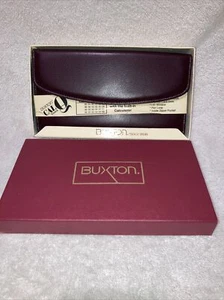 Buxton Brown Leather Cal Q Clutch Wallet New In Box Calculator Needs Battery - Picture 1 of 9