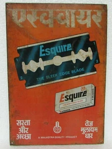 Vintage Old Sign Tin Board Esquire Blade Ad. Print Litho Tin Sign Board - Picture 1 of 9