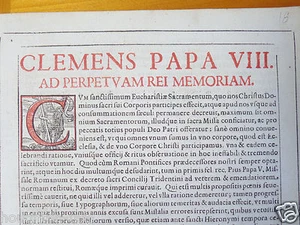 Pope Clement VIII Illuminated Folio Manuscript Page. Rome, Italy 1603 - Picture 1 of 6