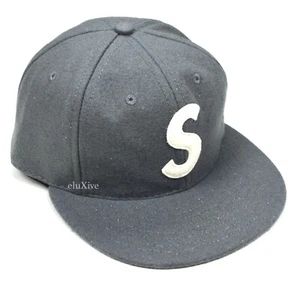 NWT Supreme Ebbets Field Flannels Gray Wool S Logo Fitted Hat Men's DS AUTHENTIC - Picture 1 of 8