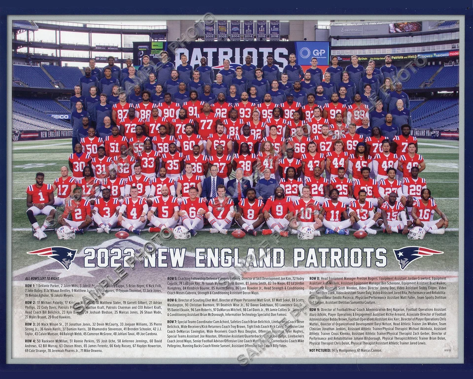 Foto del equipo New England Patriots 2022 8x10 Foto 1 de 1