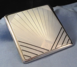 STERLING SILVER GUILLOCHE ENAMEL VINTAGE ART DECO CIGARETTE CARD CASE BOX 1936 - Picture 1 of 13