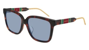 Nuevas gafas de sol para mujer Gucci GG0599SA 002 lente azul habana 56 mm auténticas - Imagen 1 de 3