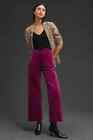 Anthropologie Maeve Colette Cropped Wide-Leg Corduroy Pants Grape Purple Size 30