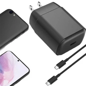 25W Type/USB-C Fast Charging Cable and Charger Combo For Samsung Series and More - Picture 1 of 9