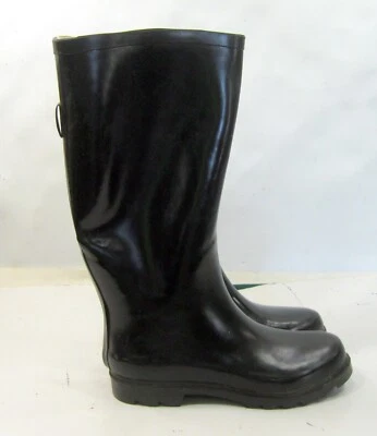 NEW BLACK  Rain Boots Rubber Pull On Garden  boot Women size 7 - Image 1 of 4