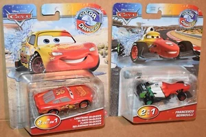 Disney Pixar Cars Cambiadores de Color Lightning McQUEEN & FRENCESCO BERNOULLI NUEVO - Imagen 1 de 8