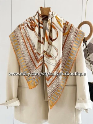 Sallys Boutique 14 Momme Twill Silk Wrap Scarf Belts Print Square Shawl 35" - Image 1 of 4
