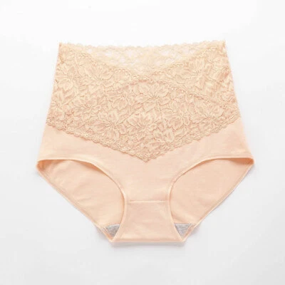 Sexy lencería ropa interior de encaje floral cintura alta de algodón talla grande para mujer Foto 1 de 4