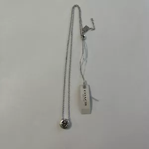 NWT Coach Open Circle Stone Silver Tone Necklace —-(G) - Picture 1 of 9