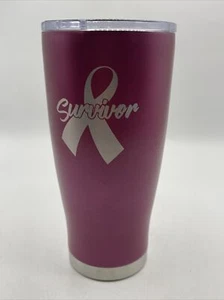 Pink Cancer Survivor Stainless Steel Insulated Tumbler Drinkware Lid 20 Oz - Picture 1 of 3