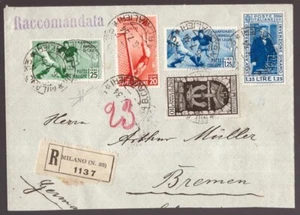 Italia Regno, raccomandata per la Germania del 1934 con affrancatura Calcio GX05 - Imagen 1 de 3