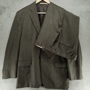 Burberry London 100% Wolle Herren 42 Anzug Braun Kariert Kerb Revers Suit Blazer USA - Bild 1 von 23