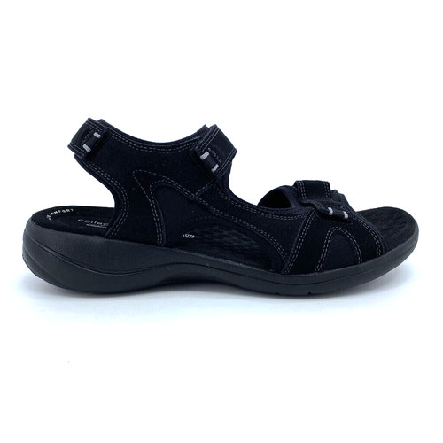 Sandali sportivi Clarks Saylie Spin donna 11M nero pelle scamosciata punto a contrasto solido