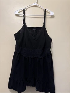 Torrid Babydoll Tanktop mit Ösen und Spitzendetail schwarz Übergröße 2X - Bild 1 von 14