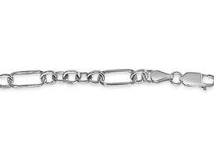 10k Massiv Weißgold Handarbeit 6 mm Bordstein Glied Armband, 8 Zoll ca. 8,1 g - Bild 1 von 3