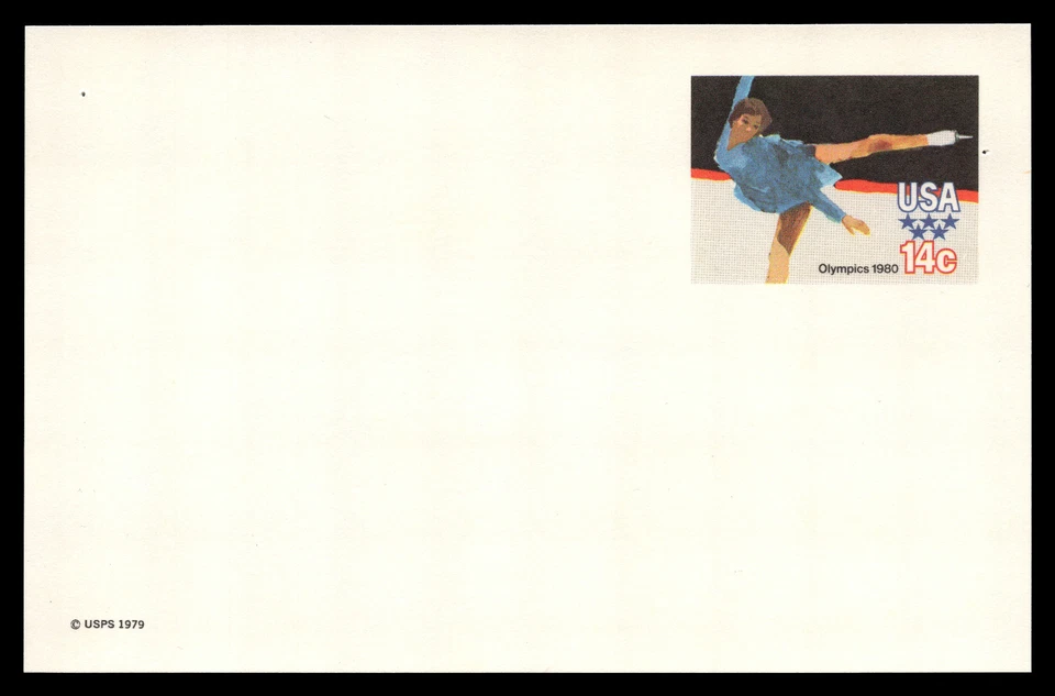 Scott # UX82, Figure Skating, 1980 Winter Olympic Games, 1980 14¢ Postal Card - Image 1 of 1