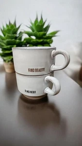 Hearth & Hand with Magnolia Stackable Stoneware 2 Mug Set Find Rest Find Beauty - Picture 1 of 9