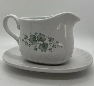 Corelle Coordinates Stoneware CALLAWAY IVY Syrup / Gravy Boat and Underplate - Picture 1 of 9
