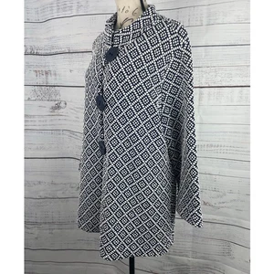 JM Collection Giacca Donna L Blu Navy Bianco Collo Mandarino Jacquard 3 Bottoni - Foto 1 di 10