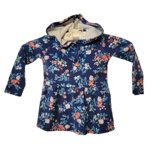 CARTERS Hooded Waffel Henley Top Skirted Ruffle Blue Floral Girl Size 4T Cotton  - Picture 1 of 4