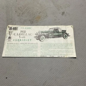 JO HAN 1931 CADILLAC CABRIOLET V16 GOLD CUP SERIES MODEL INSTRUCTION PARTS LIST - Picture 1 of 6