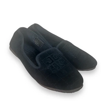 Тапочки мокасины без шнуровки Tory Burch Billy стеганые черные бархатные размер 10 - Изображение 1 из 4