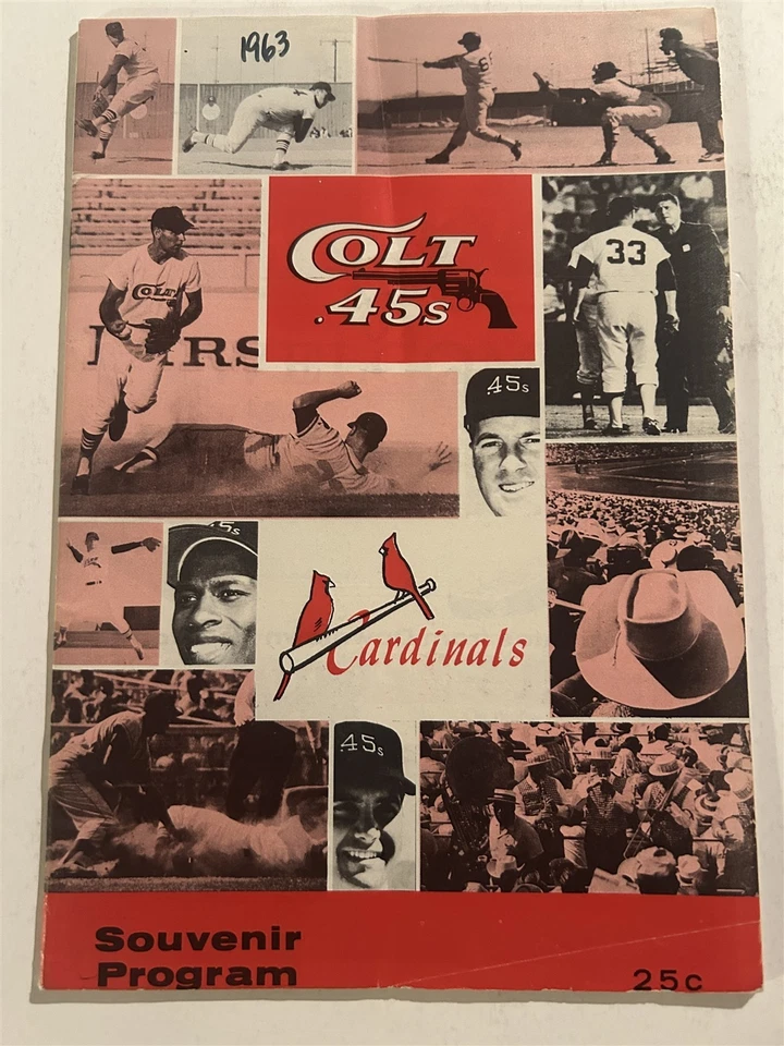 1963 ST Louis Cardinals vs HOUSTON Colt 45s Program RUSTY STAUB Runnels TEMPLE - Image 1 of 4