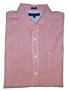 Tommy Hilfiger Men's Long Sleeve Red & White Check Button Up Shirt Size 16 1 /2 - Picture 1 of 4