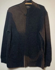 Tasso Elba Herren Pullover Zip Cardigan Lammwolle Opa Preppy Braun Schwarz Large - Bild 1 von 17
