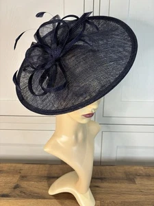 Phase Eight Navy Sinamay Disc Mother Of The Bride Wedding Races Fascinator - Picture 1 of 17