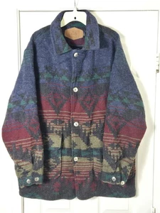 Vintage Woolrich Blanket Jacket Coat Aztec Southwestern Mens Large Wool Navajo - Picture 1 of 4