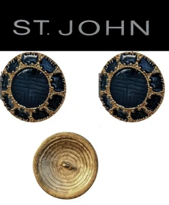 St John Knits 1.2 Inch Gold Tone Celestial Blue Replacement Buttons - Picture 1 of 1