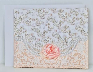 CAROL'S ROSE GARDEN Rose & Pearls Notizkarte CAROL WILSON FINE ARTS - Bild 1 von 2