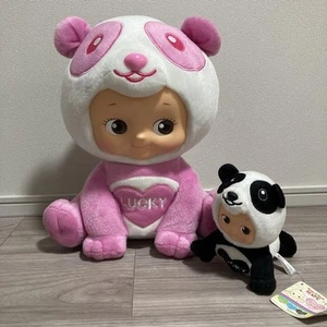 Rose O'Neill Kewpie Lucky Panda Plush Pink 12" & Black 4.3" Used - Picture 1 of 4