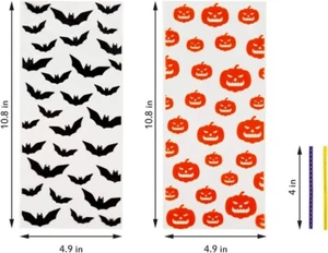 200PCS Halloween Snack Bags Clear Candy Cookie Treat Bags with Twist Ties, A17 - Picture 1 of 5