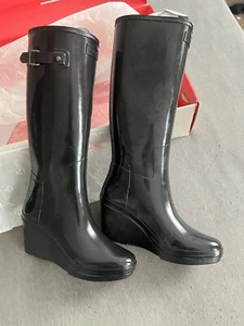 Hunter Refined Tall Wedge Gloss Black 40/41 - Bild 1 von 8