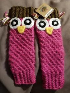 Kids Leg Warmers PINK OWL Andes Gifts Knit Knee high Alpaca Dance Ski - Picture 1 of 10