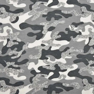 2m Jersey Glittery Camouflage mit Glitzer grau weiß Armee Army Style Kleid Shirt - Picture 1 of 1