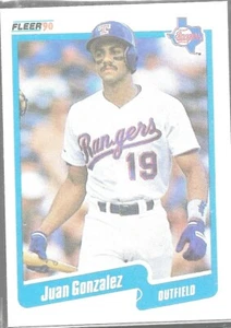 1990 Fleer Rookie Juan Gonzalez Texas Rangers 297 Baseball - Picture 1 of 8