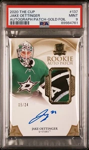 2020-21 UD THE CUP ROOKIE AUTO PATCH-GOLD FOIL JAKE OETTINGER /24 - PSA 9 - Picture 1 of 3