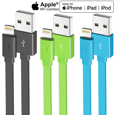 3x Charger For iPhone 14 13 12 11 Pro Max SE2/SE3 8Plus Premium 8Pin Flat Cord - Image 1 of 4
