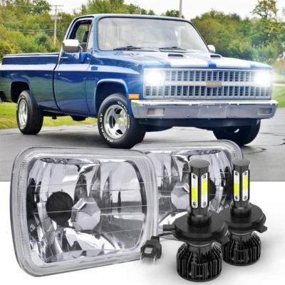 适用于雪佛兰 C10 C20 C30 K10 K20 K30 7x6 英寸 LED 车头灯高低光束 — 第 1/4 张图片