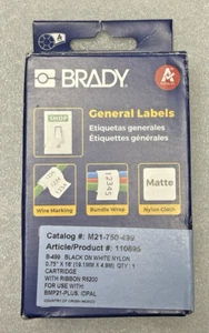 Brady 110895 M21-750-499 General Labels Cartridge B-499 Black on White Nylon .75 - Picture 1 of 13