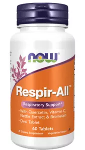 NOW Foods Respir-All 60 Tablets Quercetin, Vit C, Nettle Extract 01/2026EXP - Picture 1 of 1