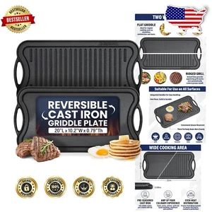 Heavy-Duty Preseasoned Griddle Pan - 20” Cast Iron for Even Cooking and Grilling - Picture 1 of 9