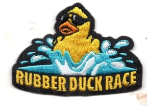 RUBBER DUCK RACE Iron On Patch Toys Ducks Games - Picture 1 of 1