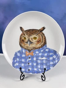 Rachel Kozlowski WEST ELM Dapper Animal Owl FlannelAnimal Salad Appetizer Plate  - Picture 1 of 3